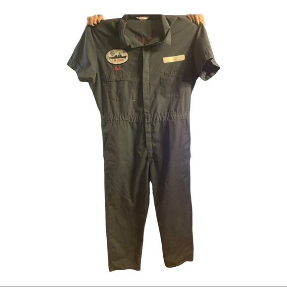 Vintage Bath Iron Works Maine ship builder coveralls. Engineer red embroidery! - Picture 1 of 9